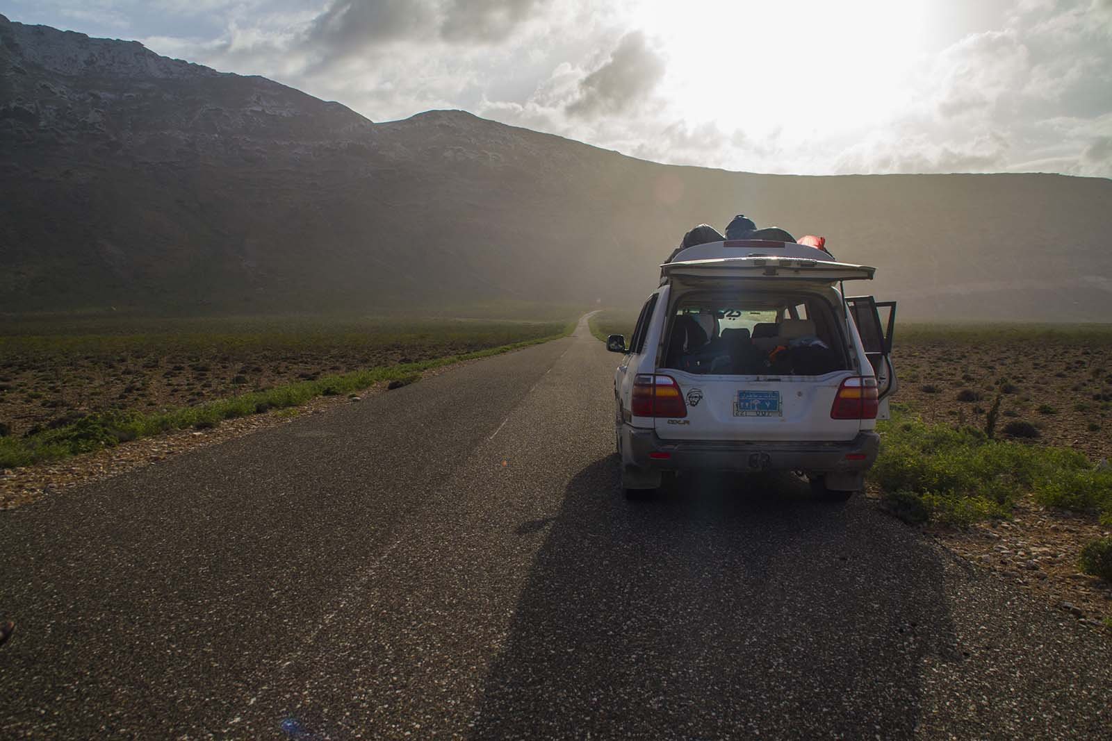 Car on the road, Socotra Island Car on the road, Socotra Island